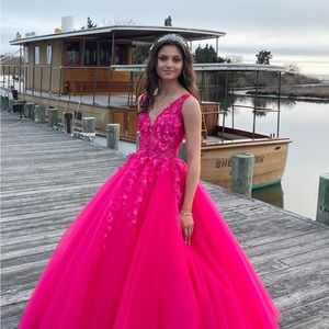 Jovani 55634 Floral Appliques Prom Dress
